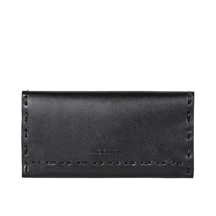 Signora Black Leather Trifold Wallet