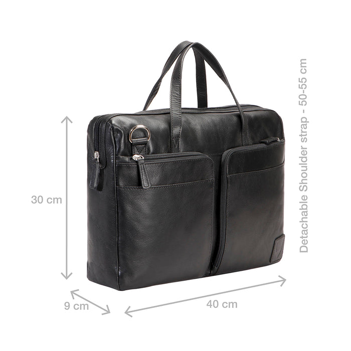 Slider 01 Black Leather  Briefcase