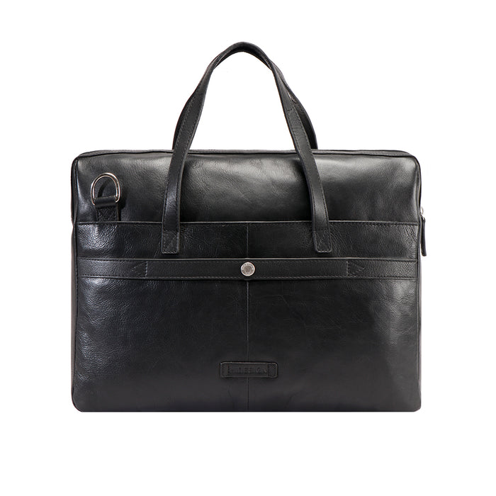 Slider 01 Black Leather  Briefcase