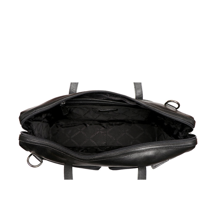 Slider 01 Black Leather  Briefcase