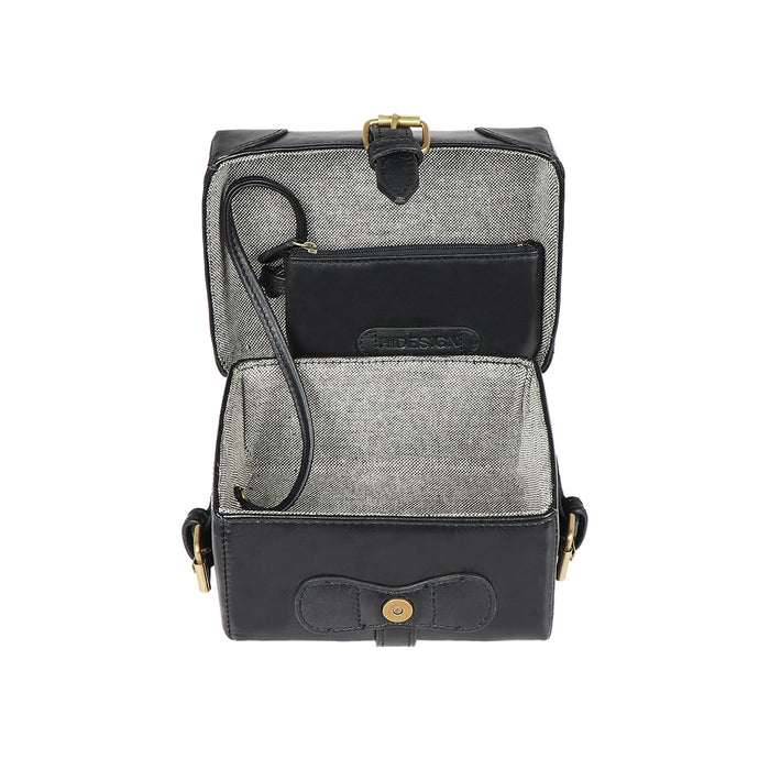 Small Boxy Black Leather Sling Bag