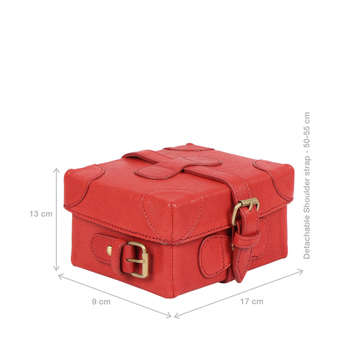 Small Boxy Red Leather Sling Bag
