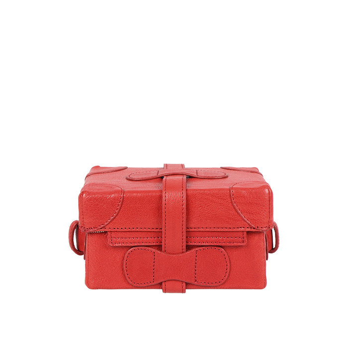 Small Boxy Red Leather Sling Bag