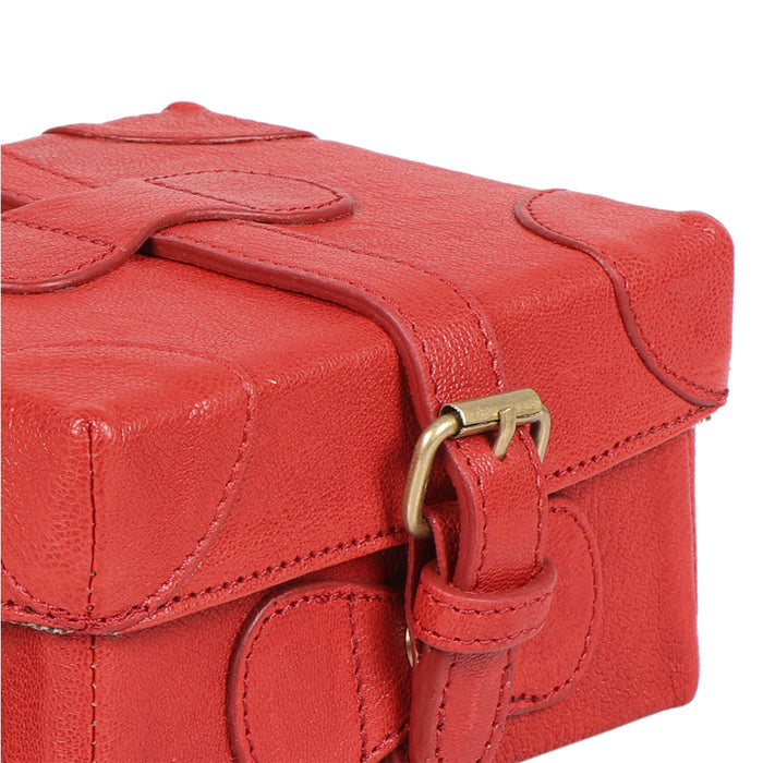 Small Boxy Red Leather Sling Bag