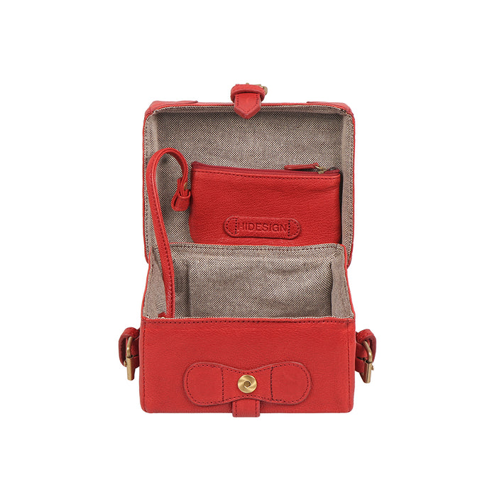Small Boxy Red Leather Sling Bag