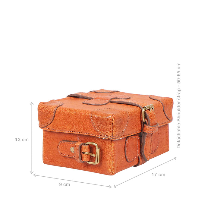 Small Boxy Tan Leather Sling Bag