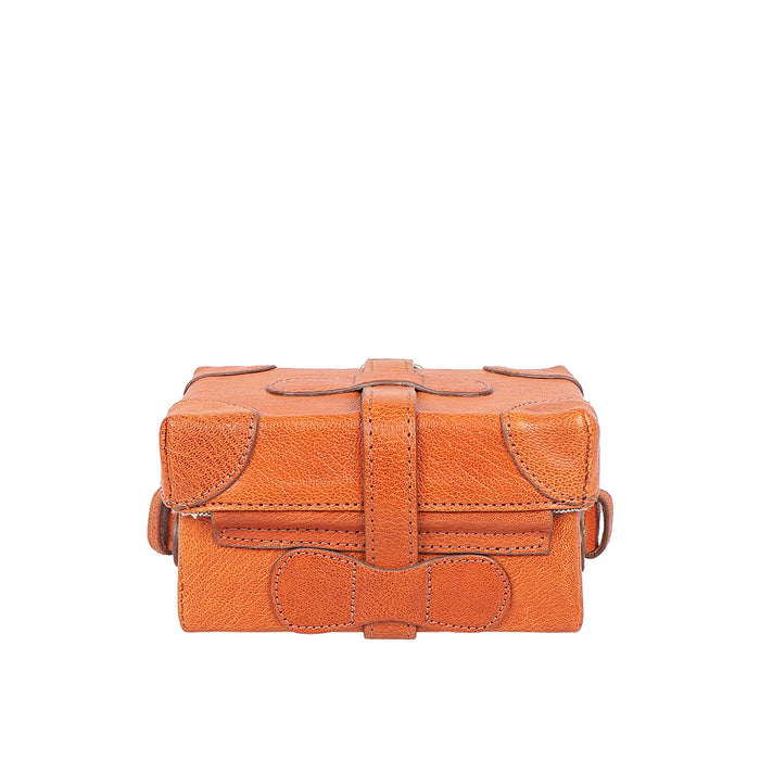 Small Boxy Tan Leather Sling Bag