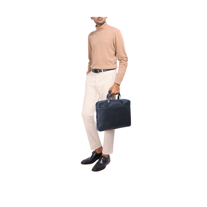 Socrates 01 Blue Leather  Briefcase