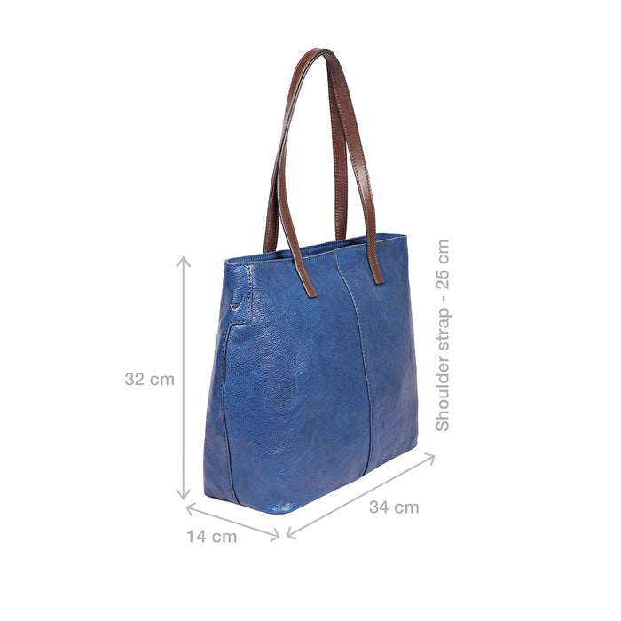 Sonoma 01 Blue Leather Tote Bag