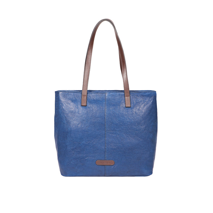 Sonoma 01 Blue Leather Tote Bag