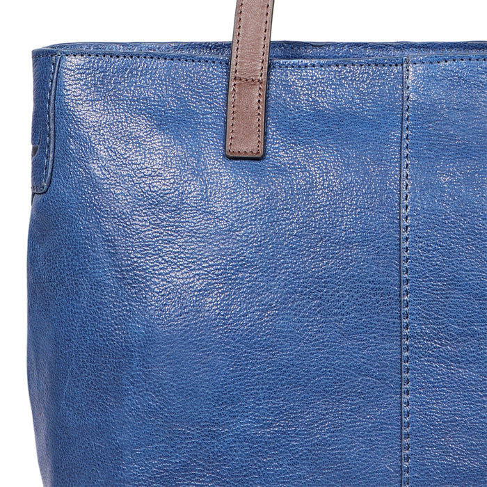Sonoma 01 Blue Leather Tote Bag