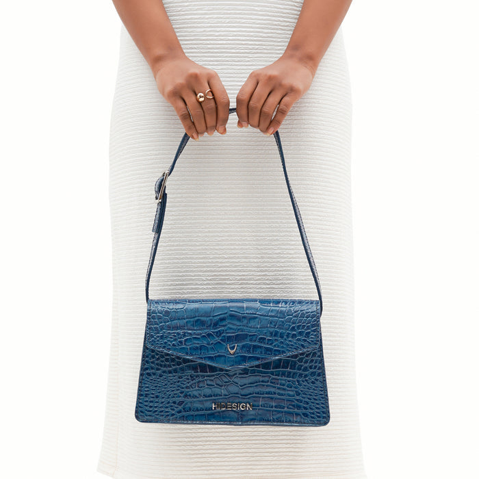 Sovera 02 Blue Leather Shoulder Bag