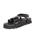 Sparta Women's Black Leather Strap Sandals