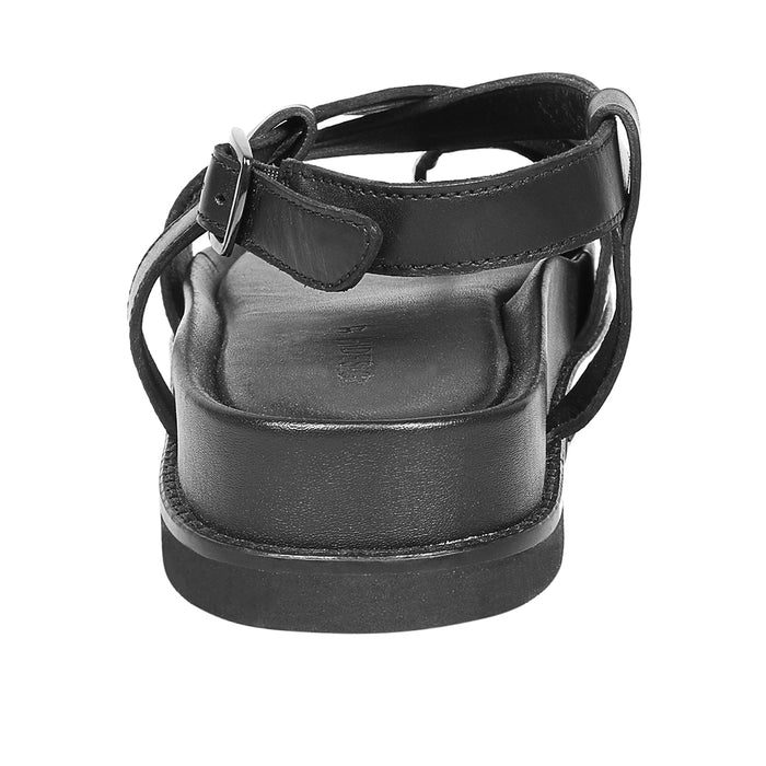 Sparta Women's Black Leather Strap Sandals