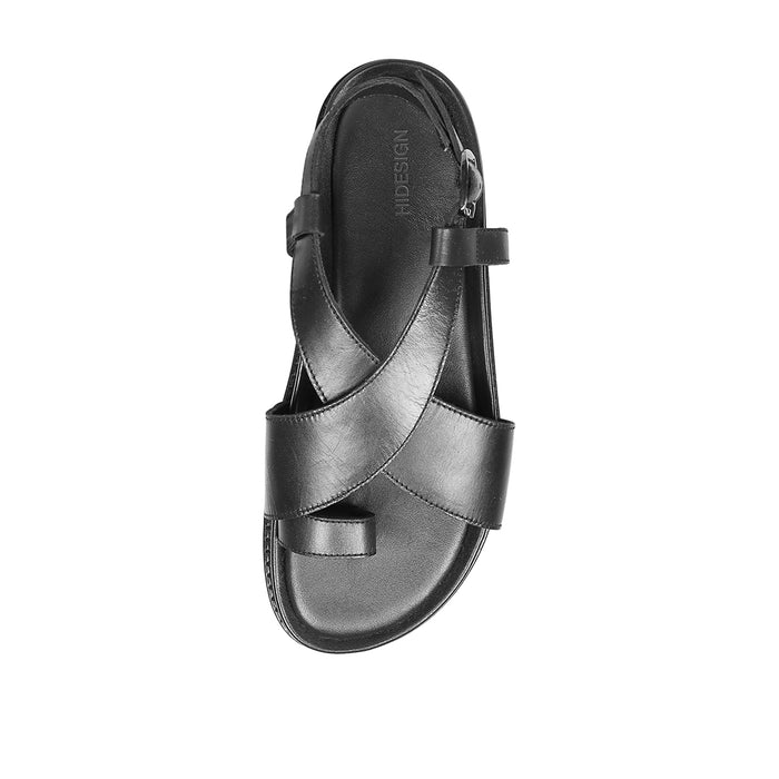 Sparta Women's Black Leather Strap Sandals