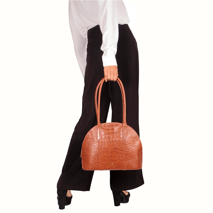 Spiga 01 Orange Leather Shoulder Bag