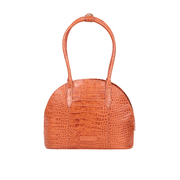 Spiga 01 Orange Leather Shoulder Bag