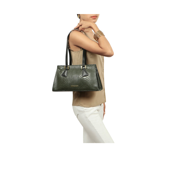 Spruce 03 Sb Green Leather Tote Bag