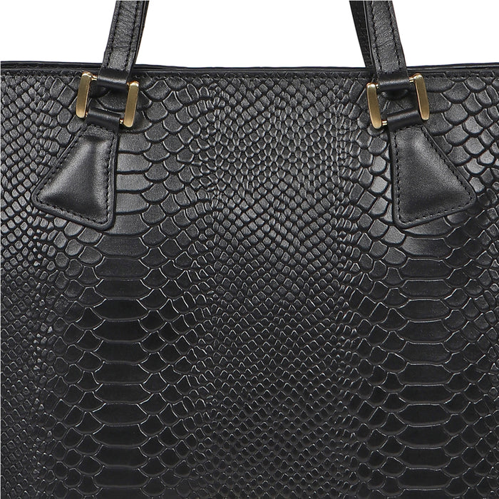 Spruce 04 Sb Black Leather Tote Bag