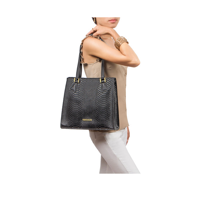 Spruce 04 Sb Black Leather Tote Bag