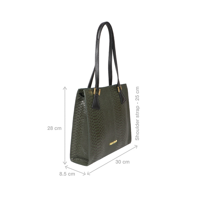 Spruce 04 Sb Green Leather Tote Bag