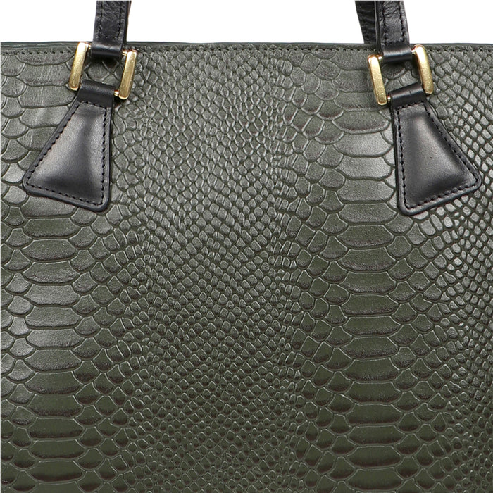Spruce 04 Sb Green Leather Tote Bag