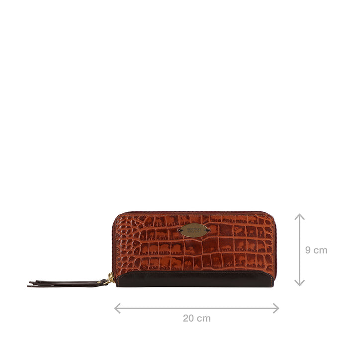 Spruce W2 Sb Tan Leather Double Zip Around Wallet