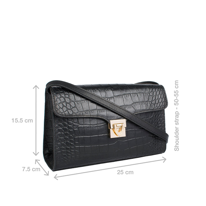 Stampa 02 Black Leather Sling Bag