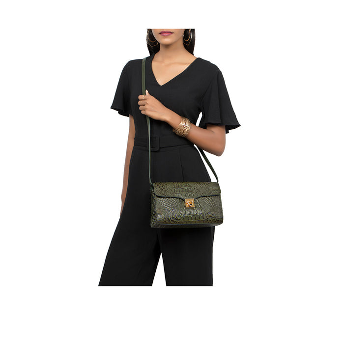 Stampa 02 Green Leather Sling Bag