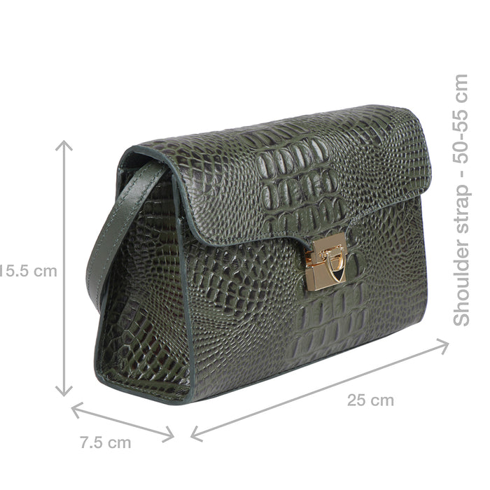 Stampa 02 Green Leather Sling Bag