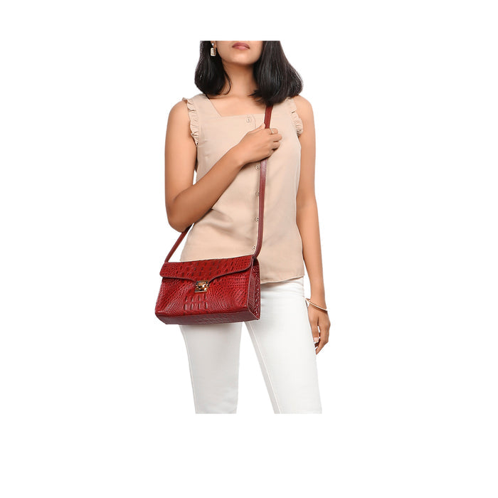 Stampa 02 Red Leather Sling Bag