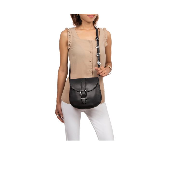 Stevie 01 Black Leather Sling Bag