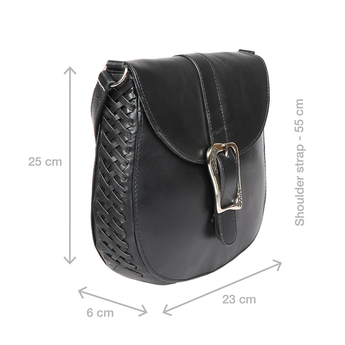 Stevie 01 Black Leather Sling Bag