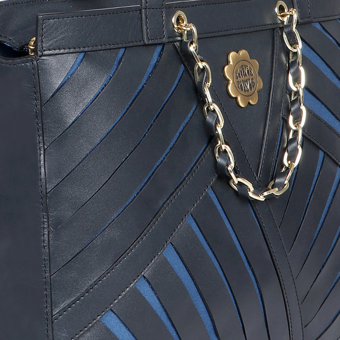 Summer 02 Blue Leather Tote Bag