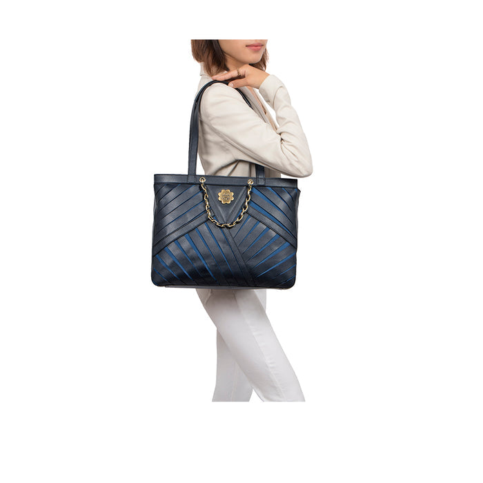 Summer 02 Blue Leather Tote Bag