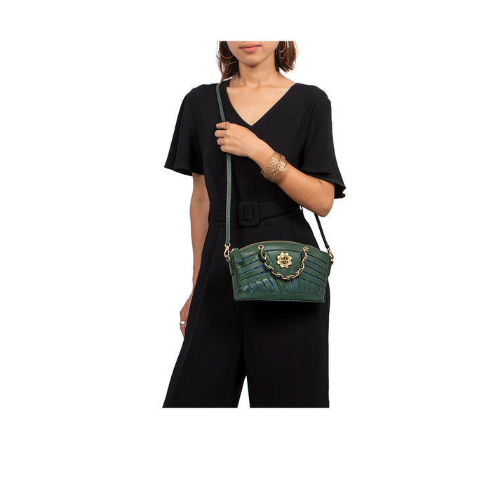 Summer 04 Green Leather Sling Bag