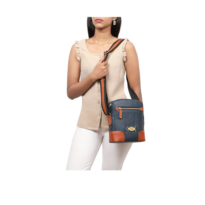 Sunnyvale Blue Leather Crossbody