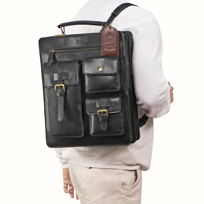 Sustain - 01 Black Leather  Backpack