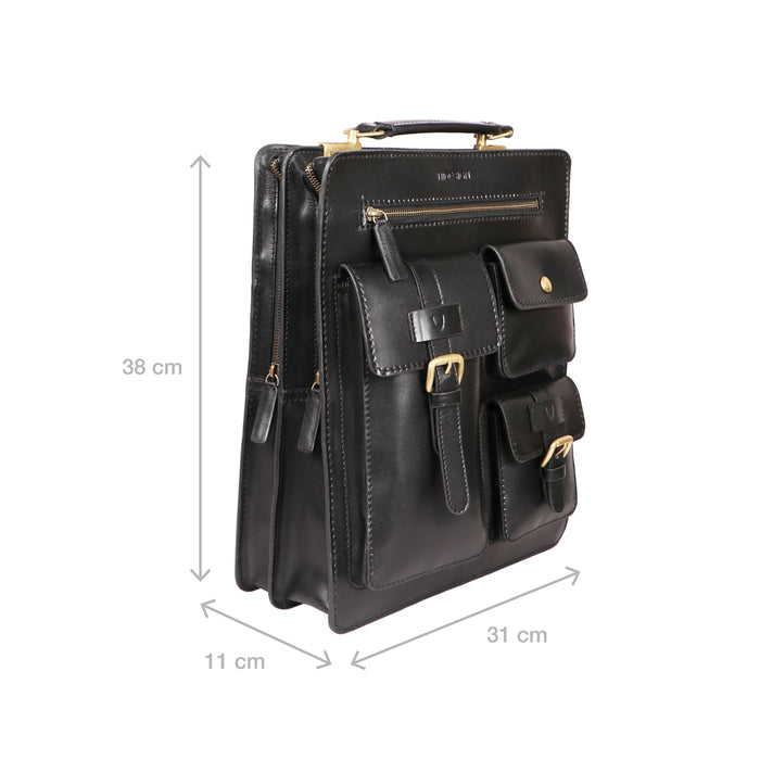 Sustain - 01 Black Leather  Backpack