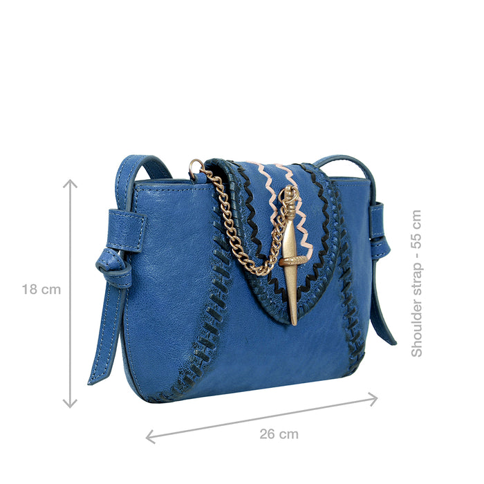 Swala 04 Blue Leather Sling Bag