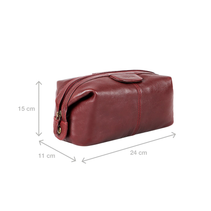 Tashi Red Leather Wash Bag