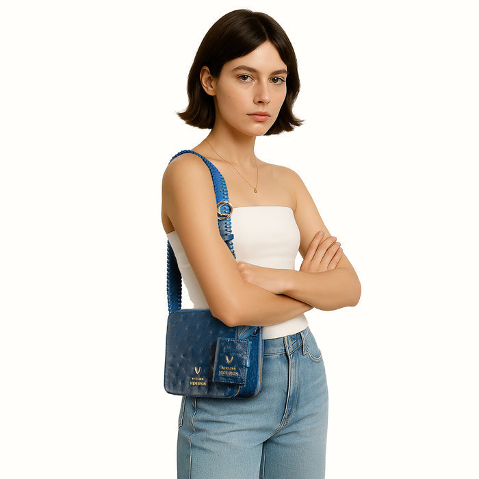 Terra 02 Blue Leather Shoulder Bag