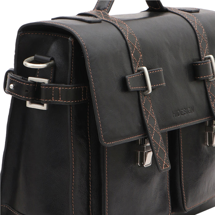 Timbuktoo - 05 Black Leather  Briefcase