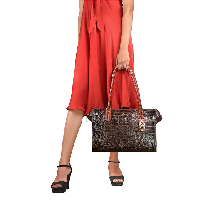 Times Square 01 Brown Leather Tote Bag