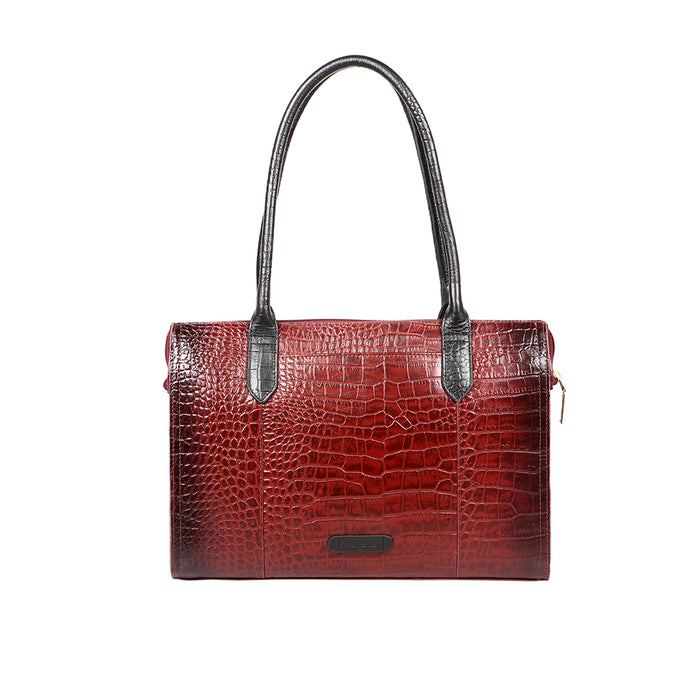 Times Square 01 Red Leather Tote Bag