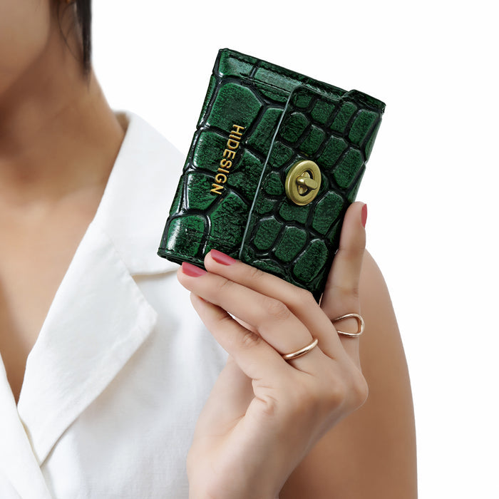 Tina Turner W1 Green Leather Trifold Wallet