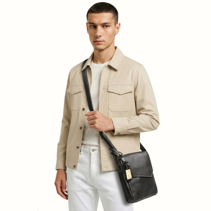 Tower 02 Black Leather  Crossbody