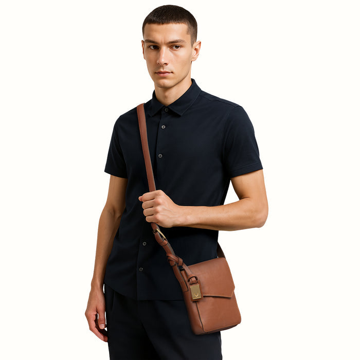 Tower 02 Tan Leather  Crossbody