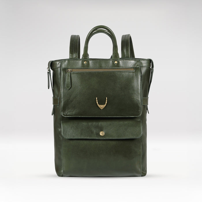 Trinity 03 Green Leather Backpack