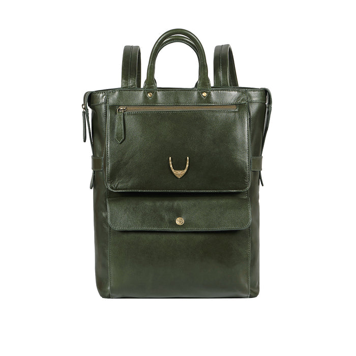 Trinity 03 Green Leather Backpack
